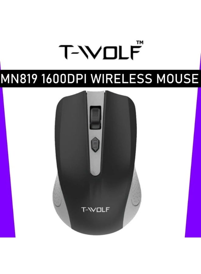 T-WOLF MN819 BIG SIZE MOUSE COLORFUL 1600DPI WIRELESS MOUSE HP S1000 MOUSE ( BLACK ) - Image 2